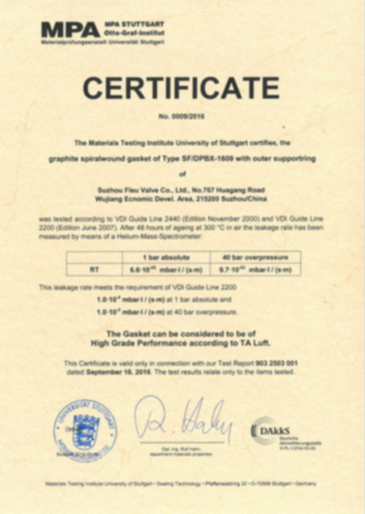 FLEU-TA-LUFT gaskets-Gate,Globe&Check valves