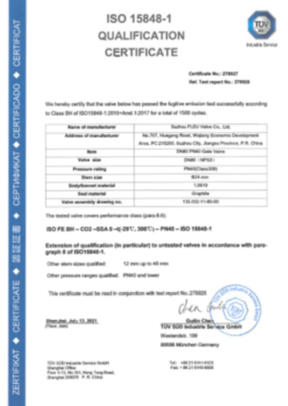 FLEU-ISO15848-Gate valves-BH CO2